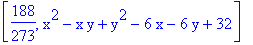 [188/273, x^2-x*y+y^2-6*x-6*y+32]